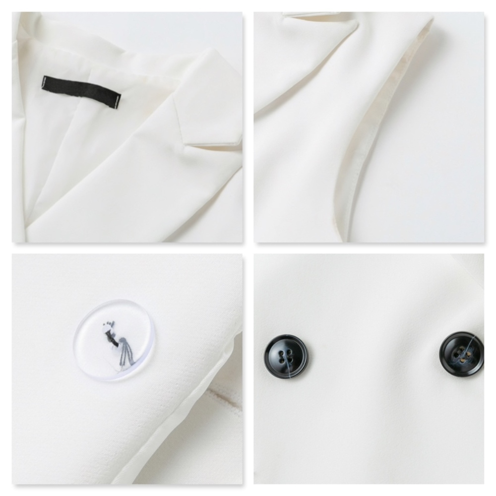 White Office Double Breasted Short Dress - Picture 6 of 8